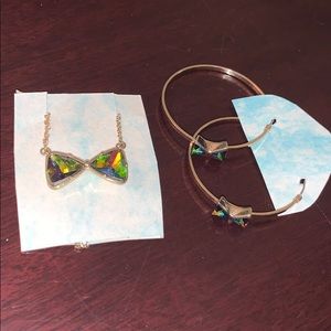 Bow tie necklace and matching earrings